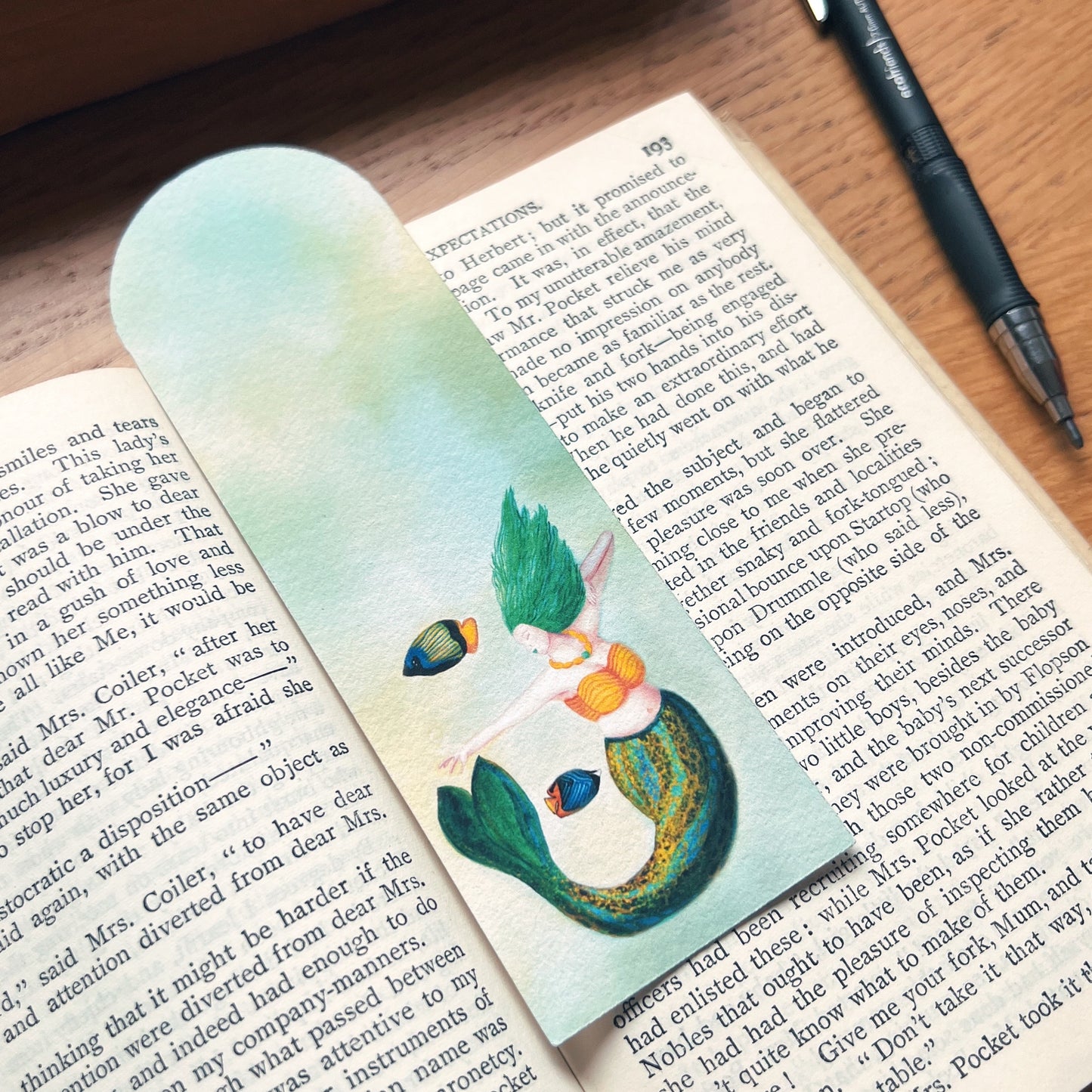Stripe mermaid luxury handmade bookmark