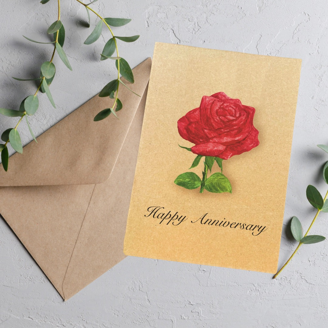 Red Rose Bloom Greetings Card (Customisable)