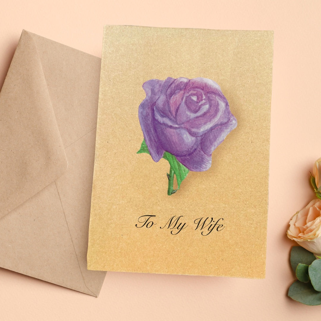 Lavender Rose Greetings Card (Customisable)