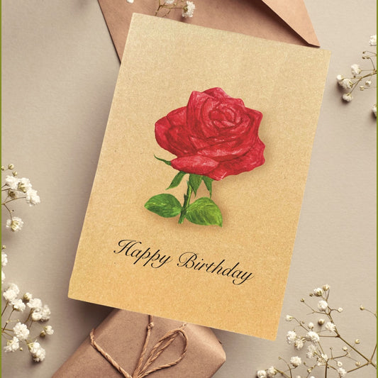 Red Rose Bloom Greetings Card (Customisable)