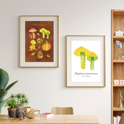 Parrot Waxcap Mushroom Botanical Art Print