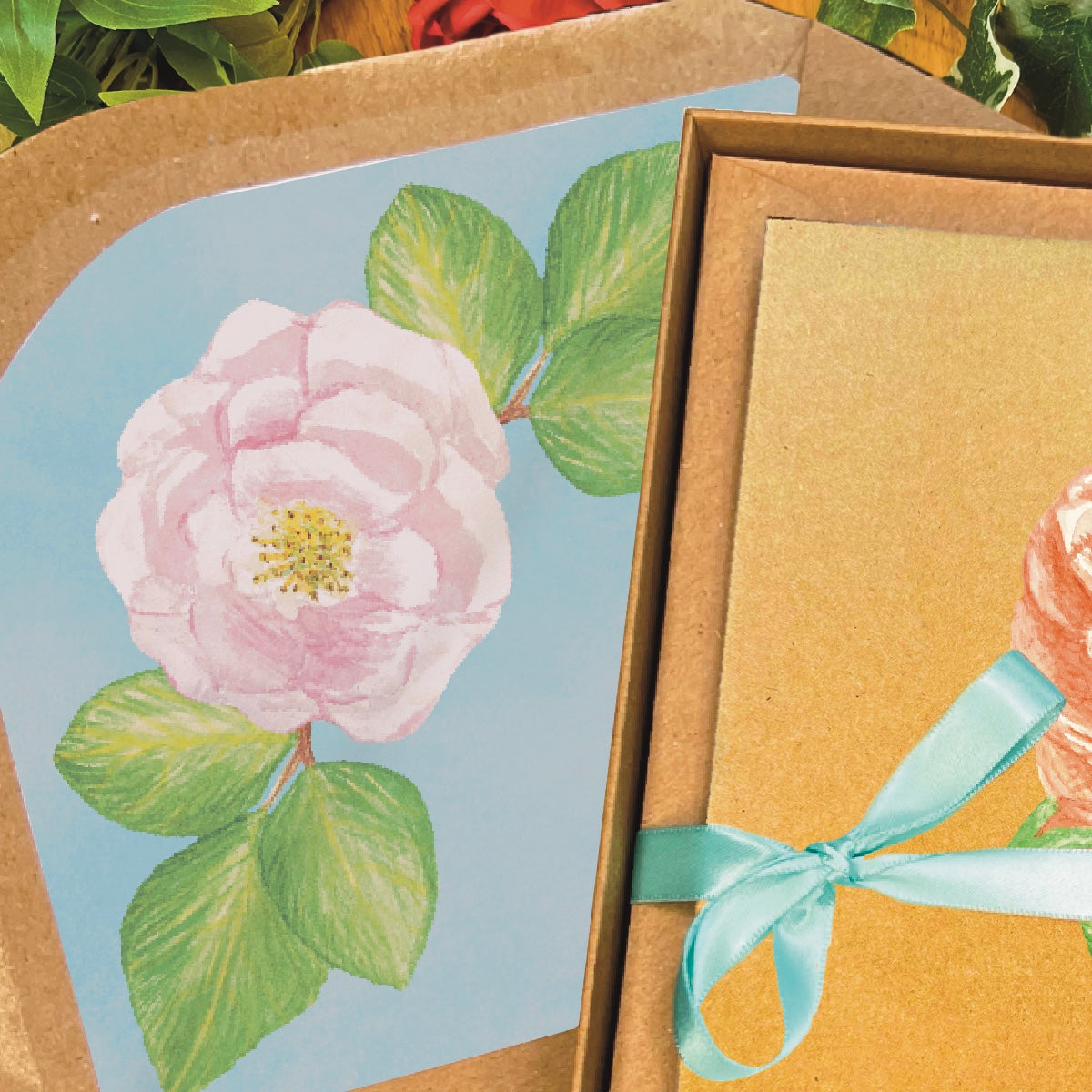 Pink Rose Greetings Card (Customisable)