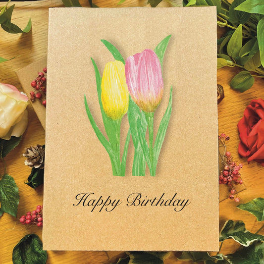 Tulips Greetings Card (Customisable)