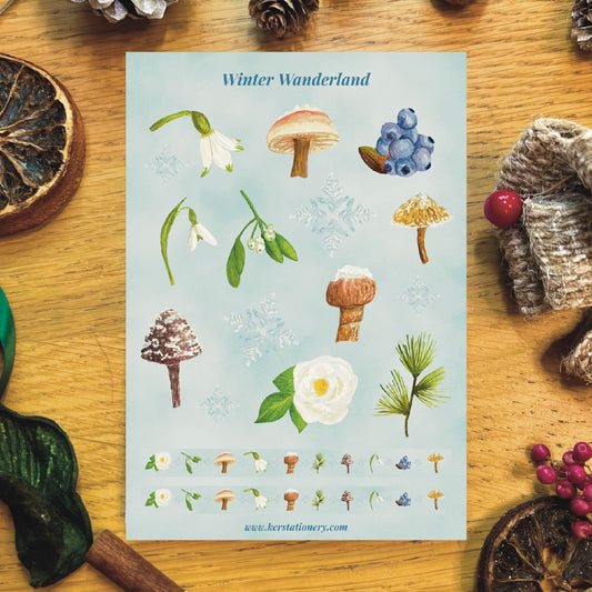 Winter Wanderland Botanical Sticker Sheets with Washi
