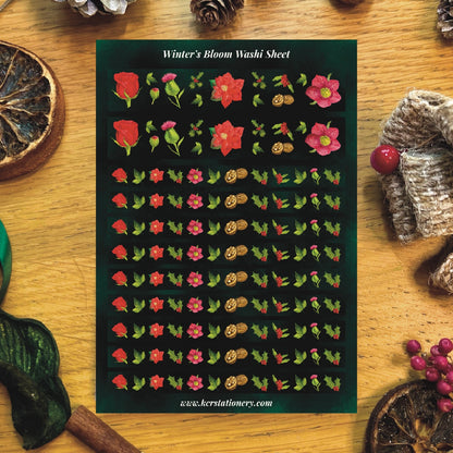 Winters Bloom Botanical Sticker Sheets with Washi
