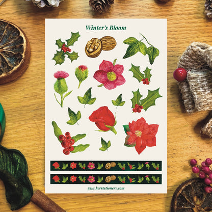 Winters Bloom Botanical Sticker Sheets with Washi