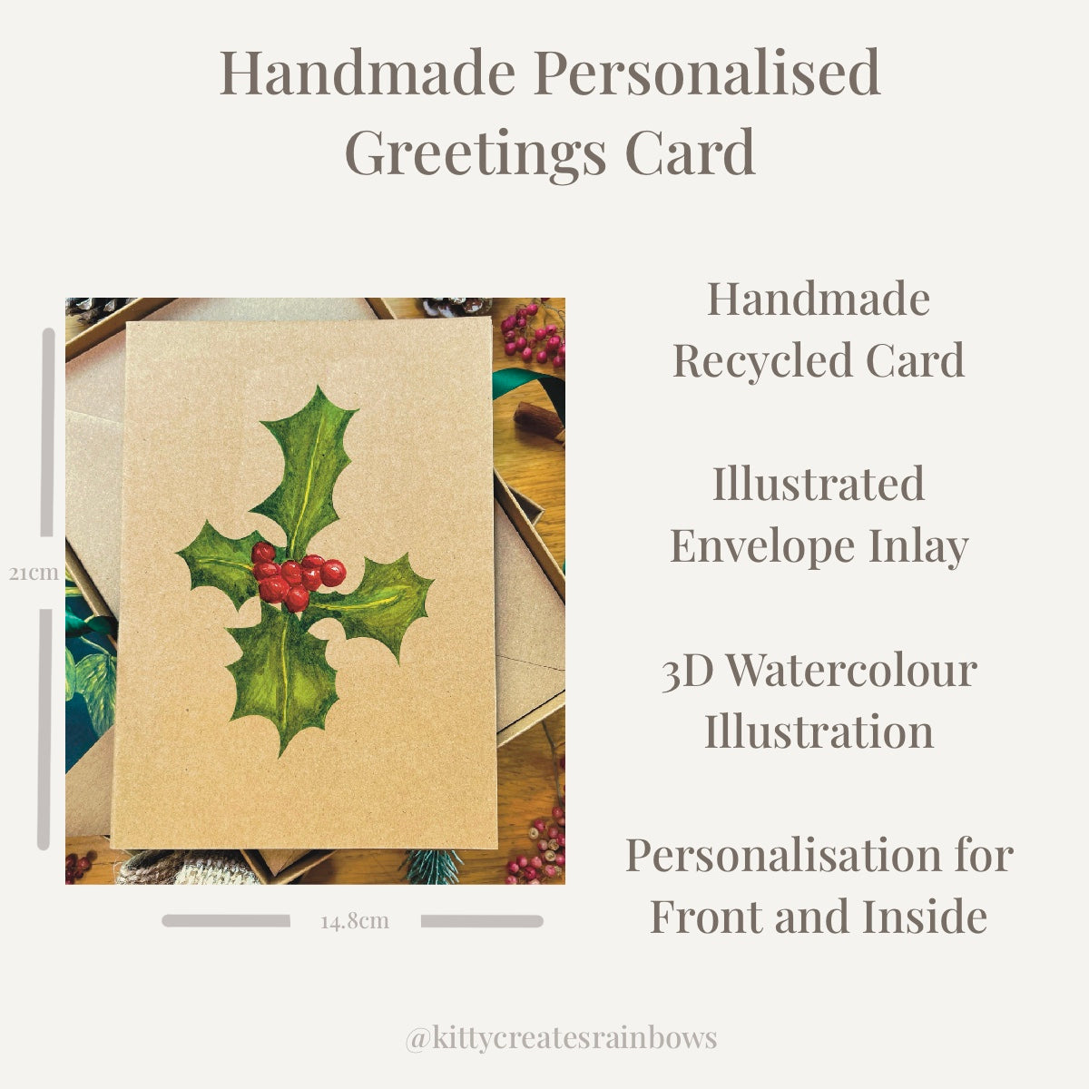 Holly infographic greetings card