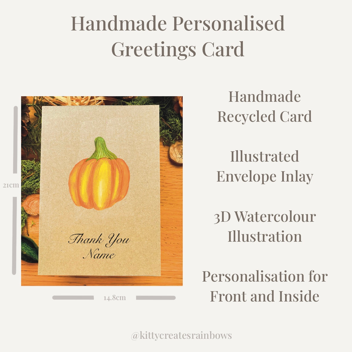 Orange field pumpkin greetings card infographic