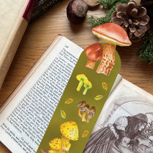 Fall Forage Moss Mushroom Bookmark