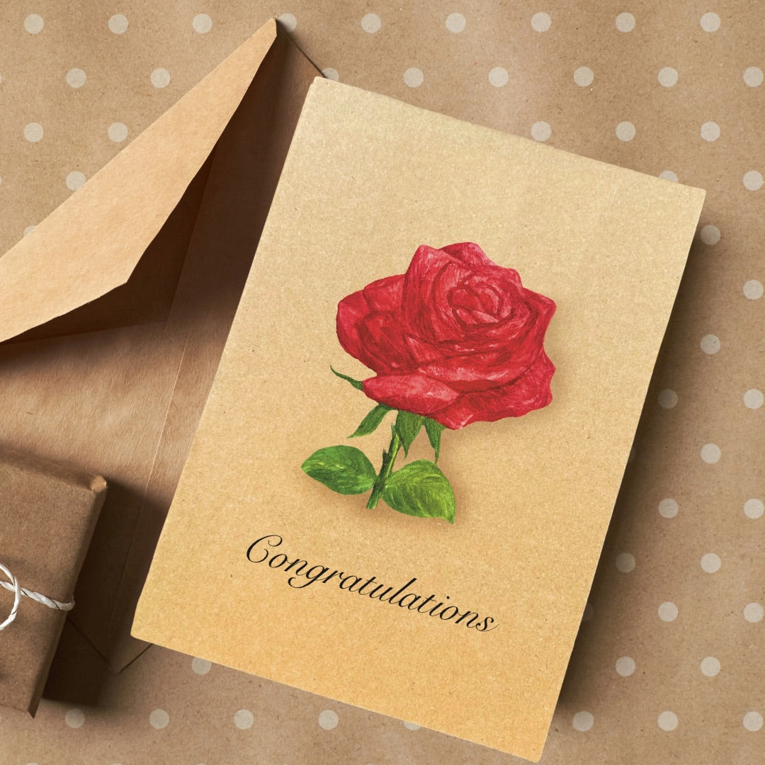 Red Rose Bloom Greetings Card