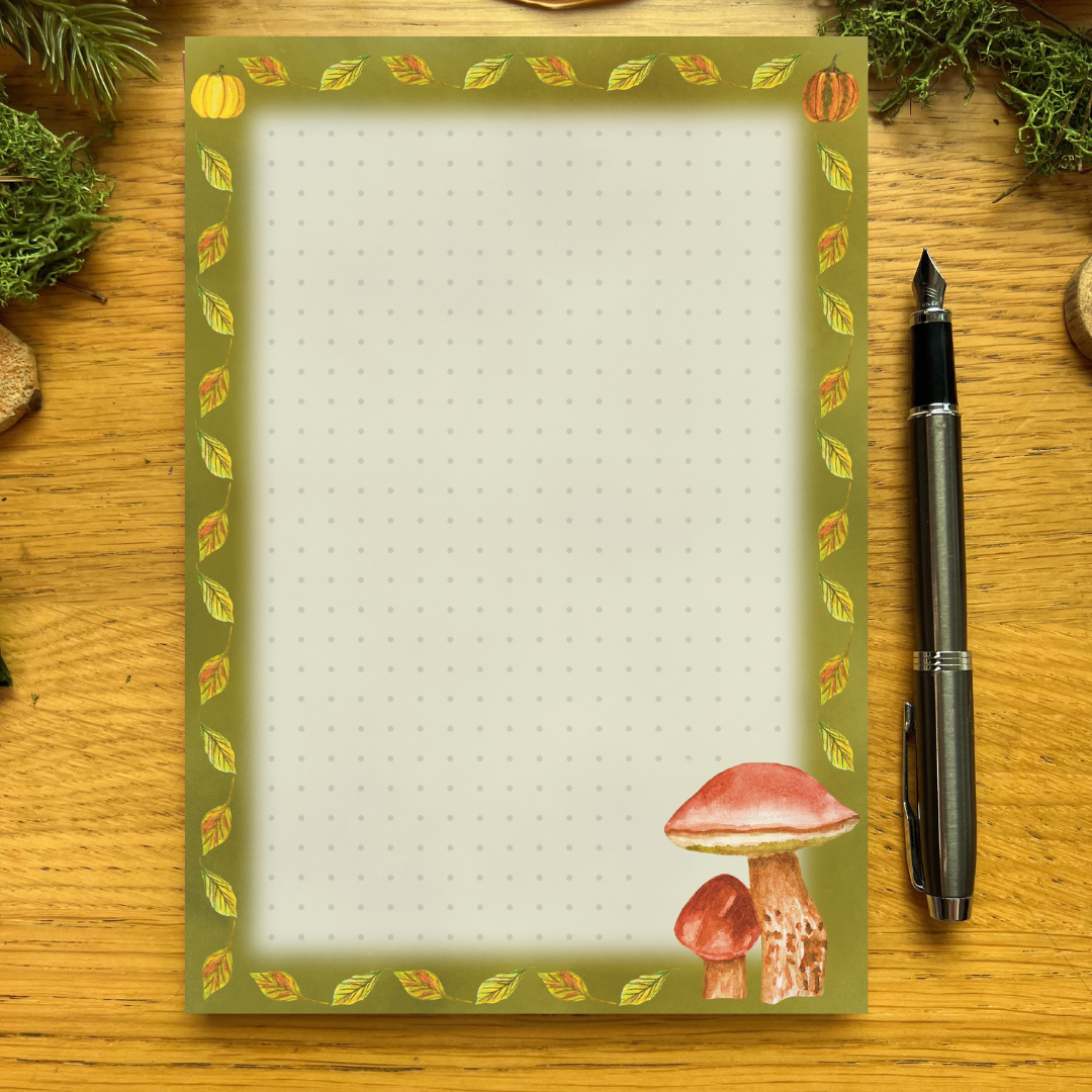 Fall Forage Moss Mushroom Notepads