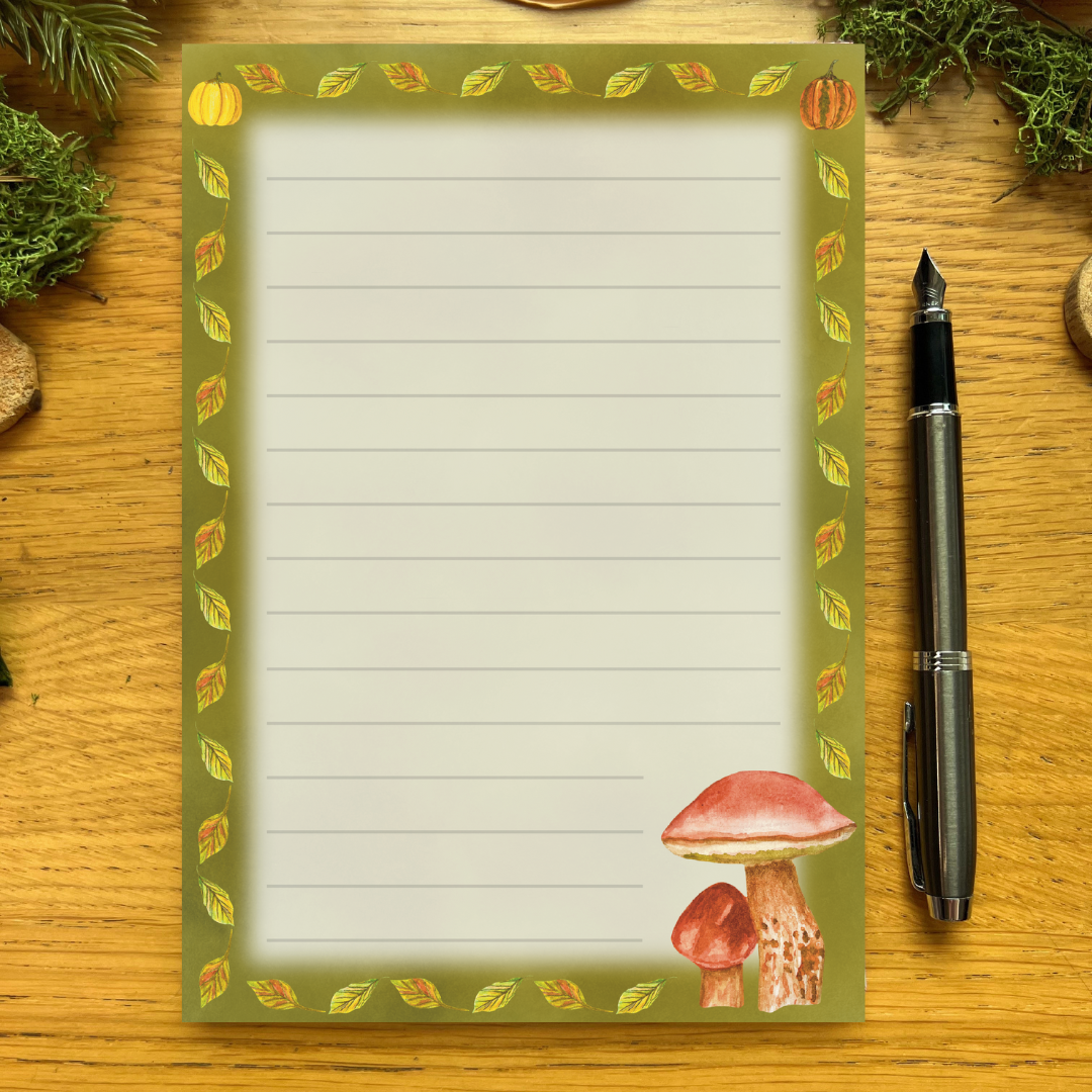 Fall Forage Moss Mushroom Notepads