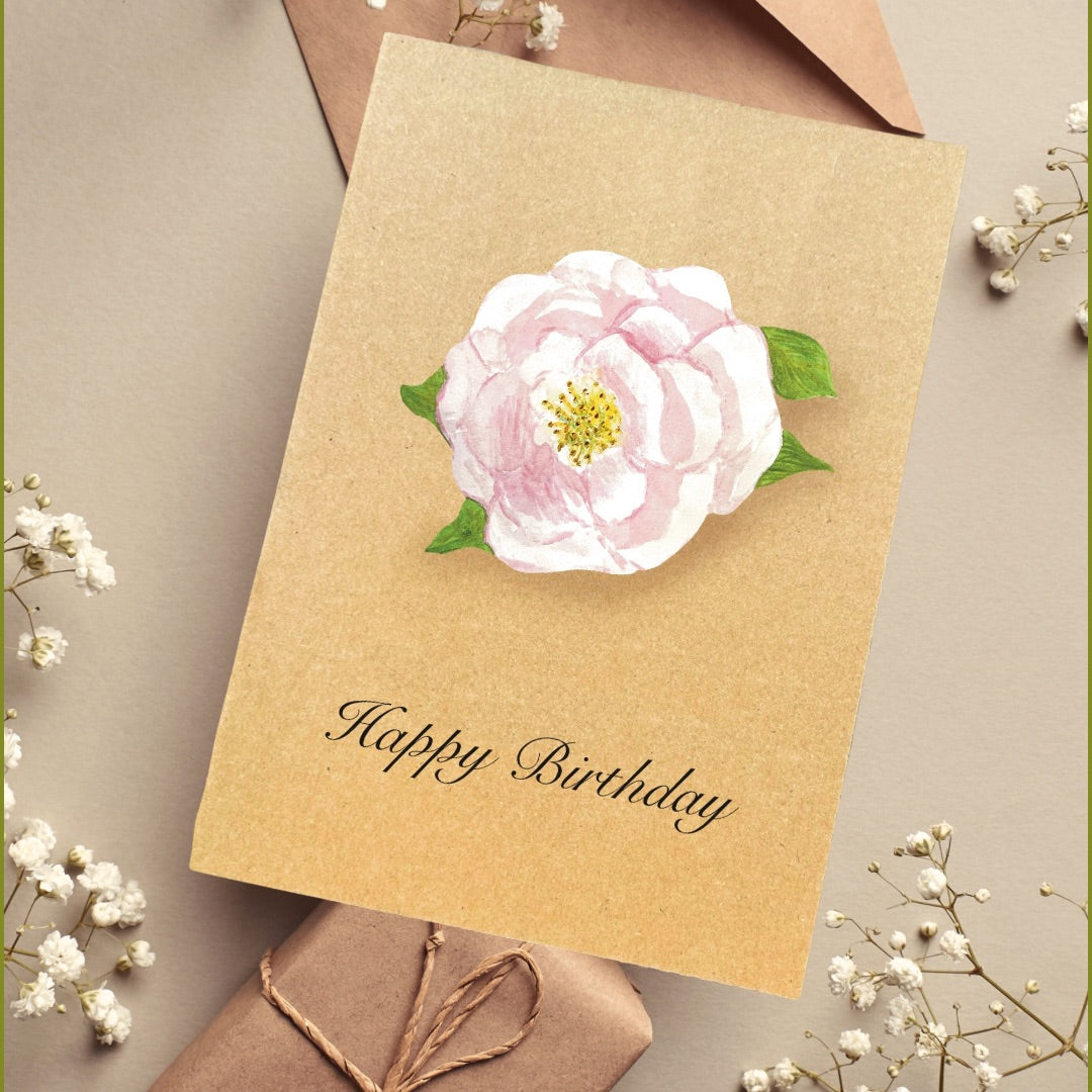 Pink Rose Greetings Card