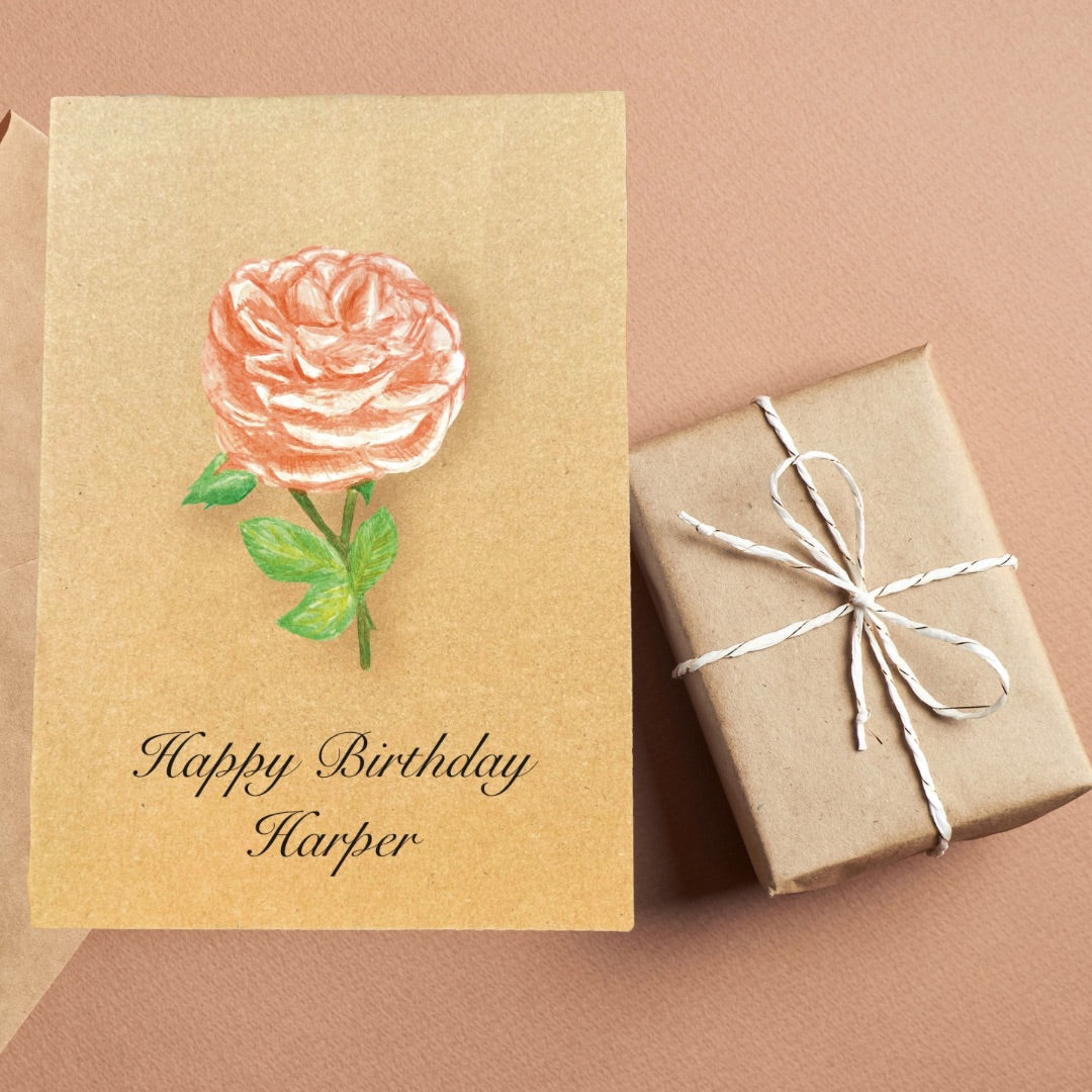 Peach Rose Greetings Card