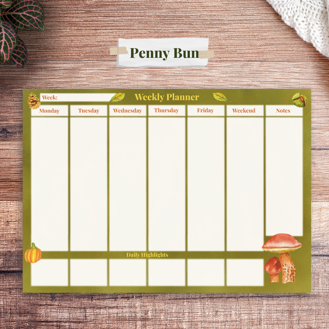 Fall Forage Weekly Planner Pad in Moss Green