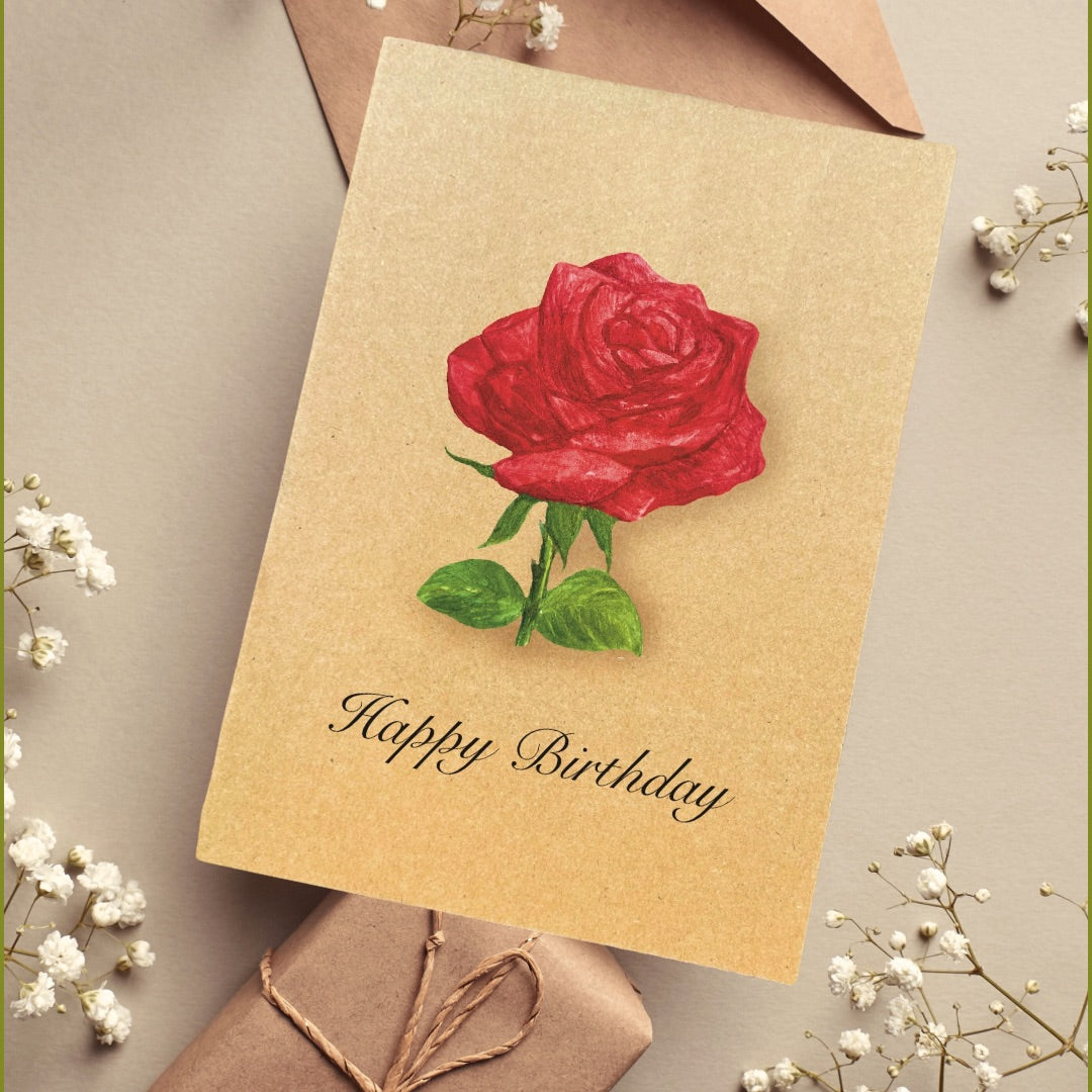 Red Rose Bloom Greetings Card