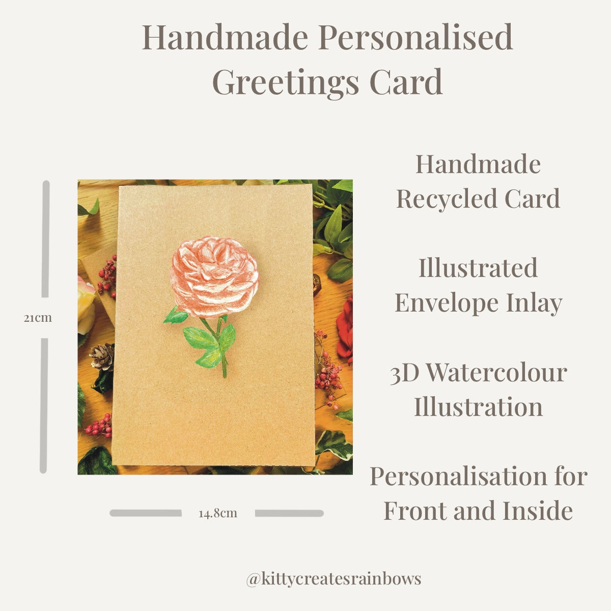 Peach Rose Greetings Card