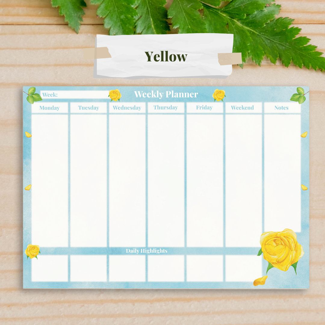 Rose Garden Weekly Planner Pads in Sky Blue