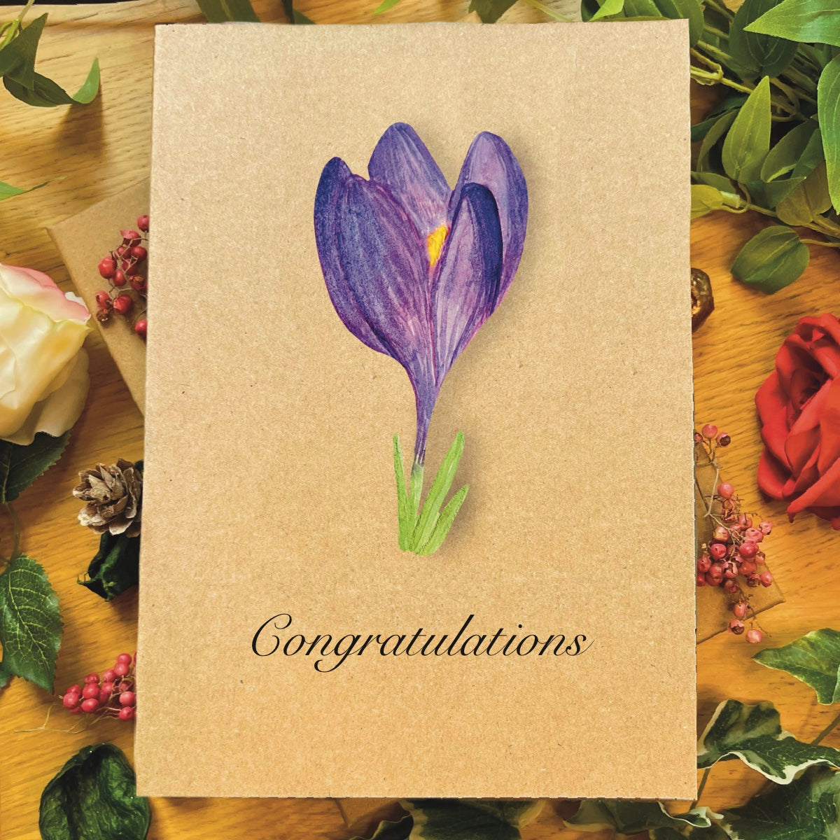 Crocus Greetings Card (Customisable)