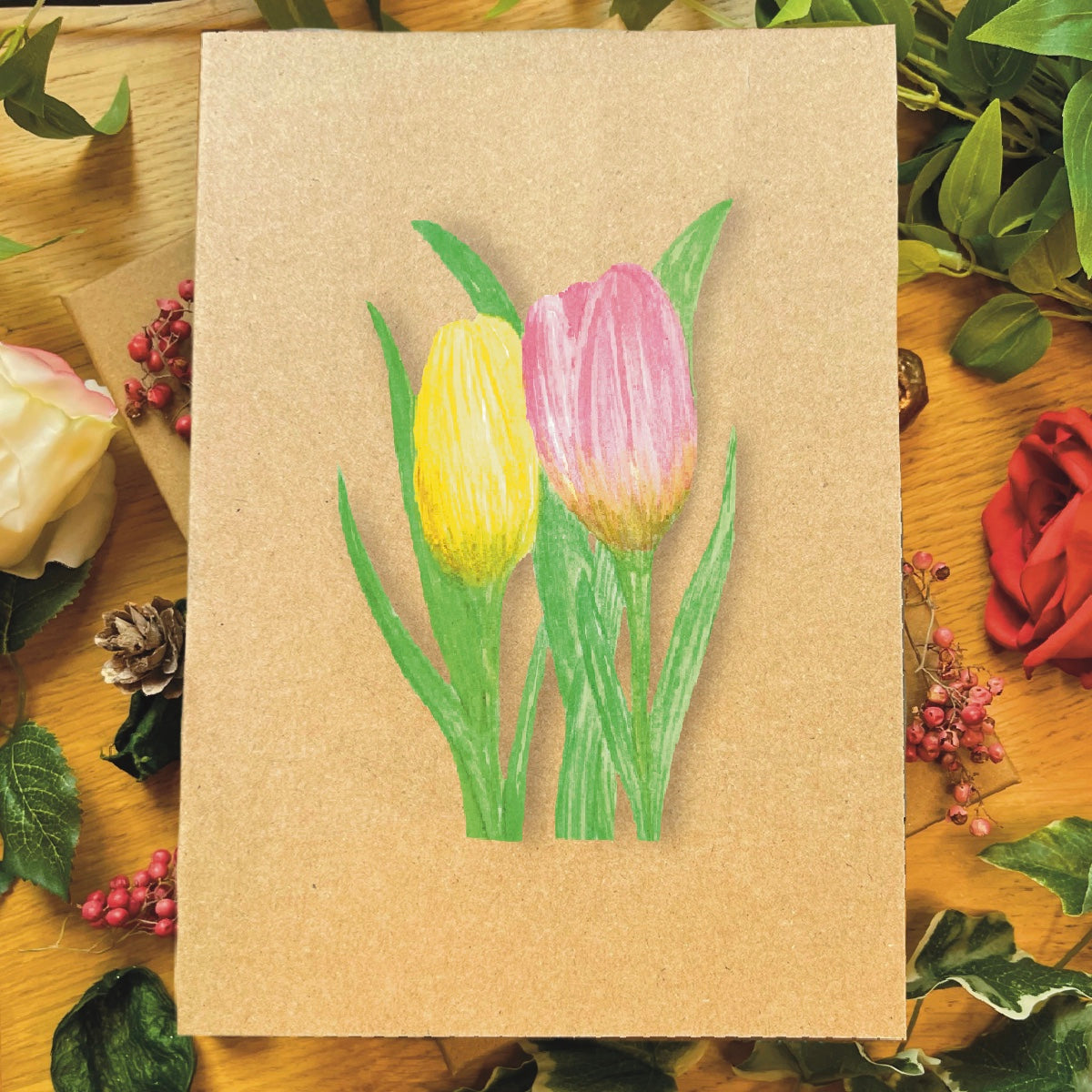 Tulips Greetings Card (Customisable)