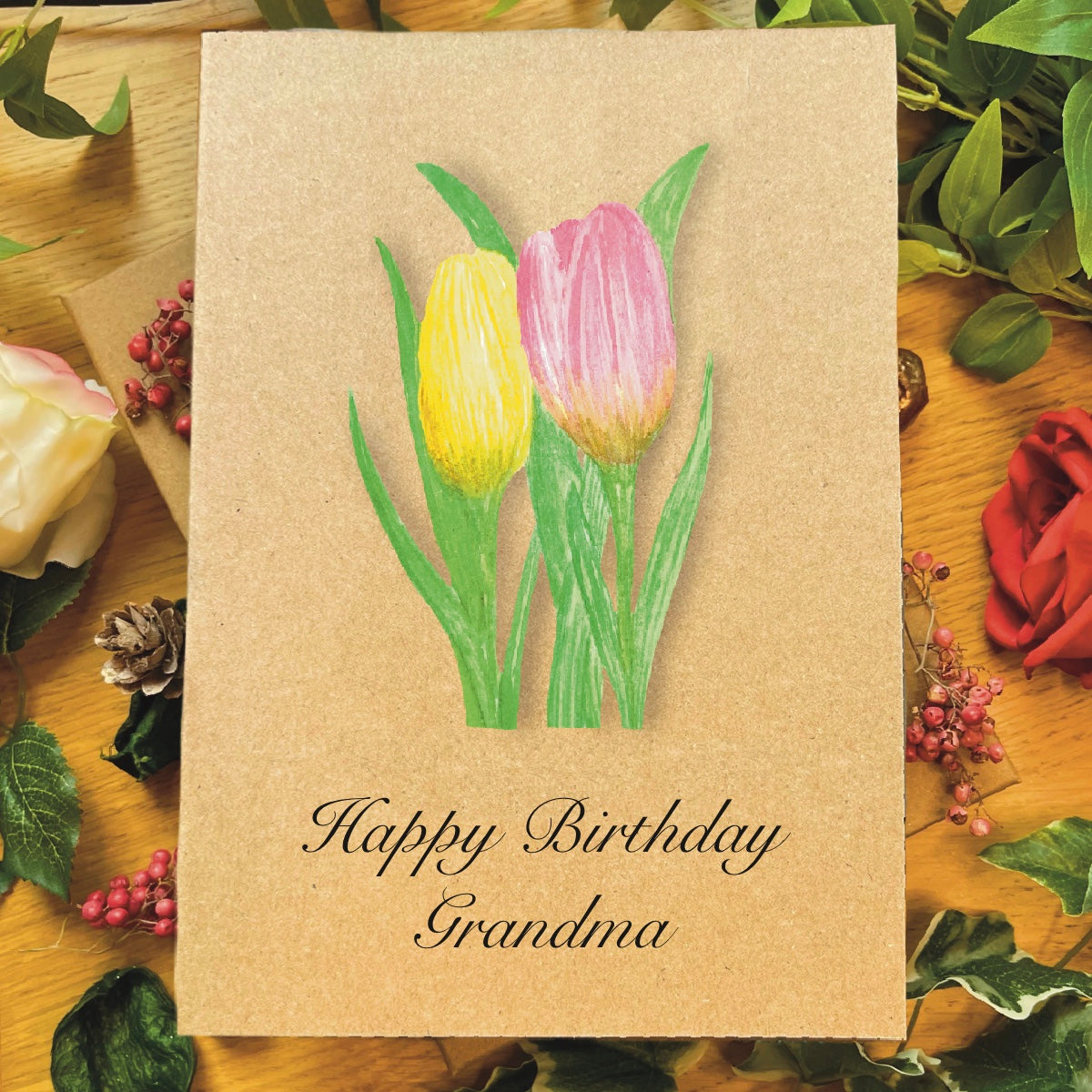 Tulips Greetings Card (Customisable)