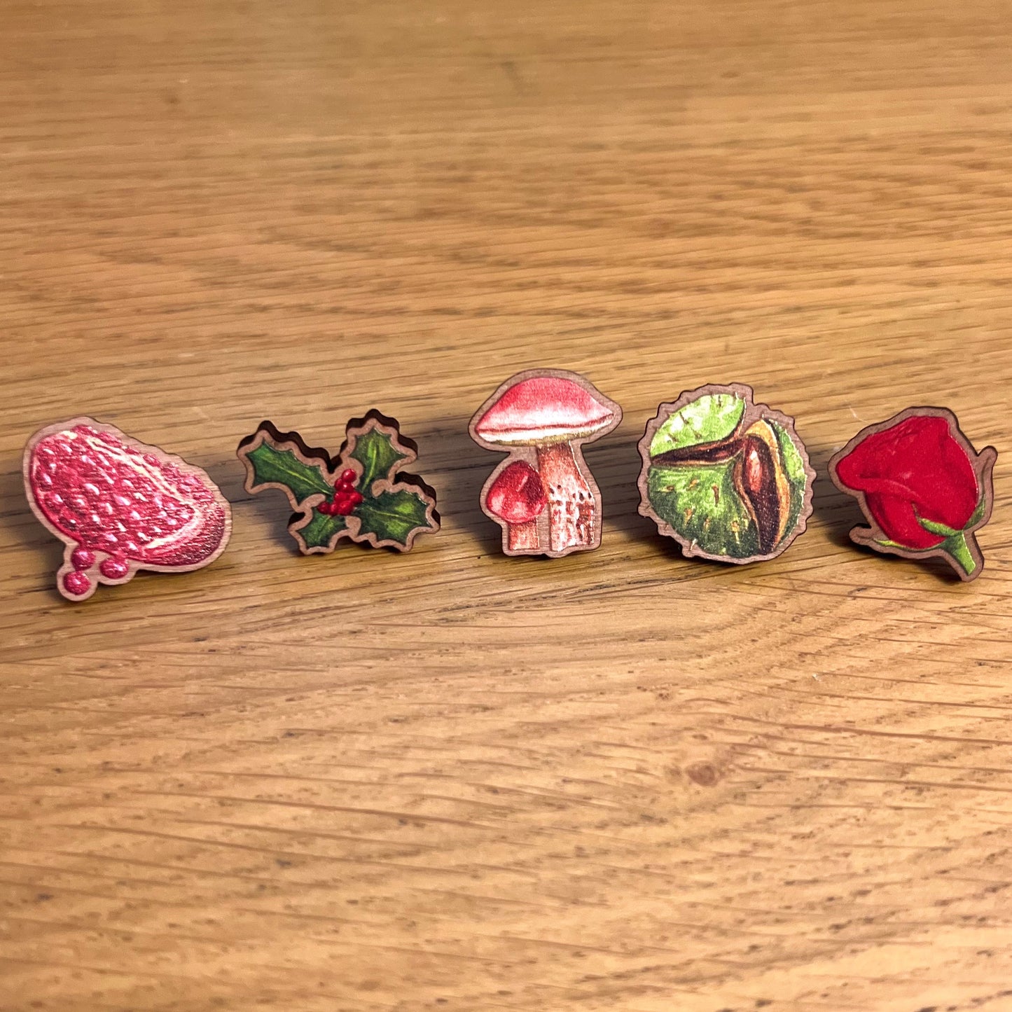 Botanical Wooden Pin Set